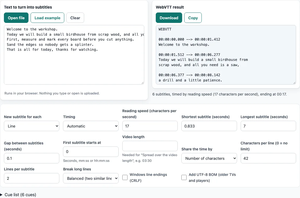 Txt to vtt example